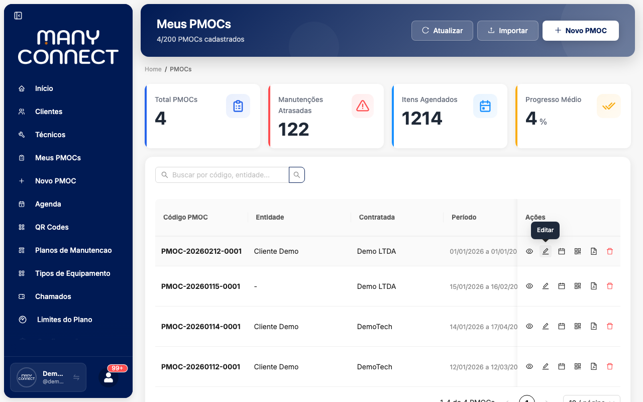 PMOC atualizado na lista com as novas informações refletidas imediatamente